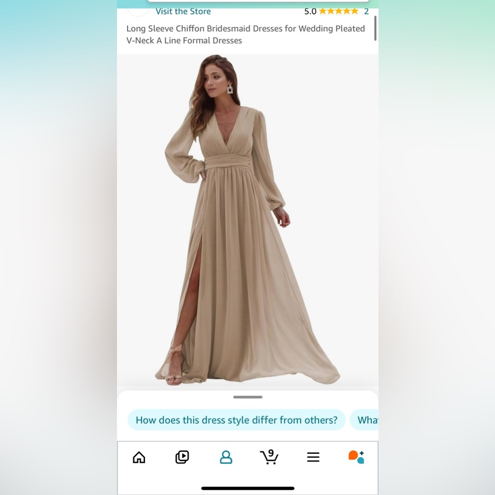 Taupe chiffon Bridesmaid Dress size 12 NWT